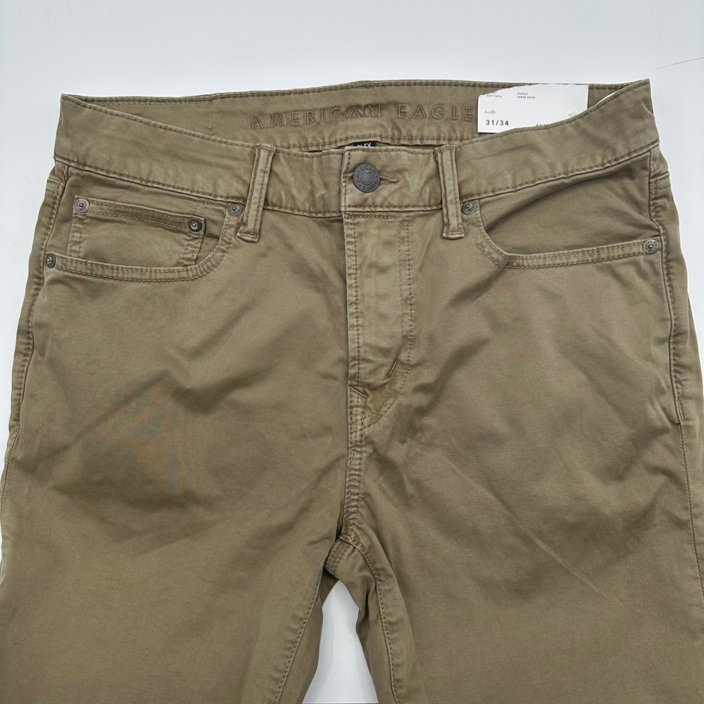 American Eagle Flex Skinny Khaki Pants Mens 31x34 Soft Twill Chino Slim Fit NWT
